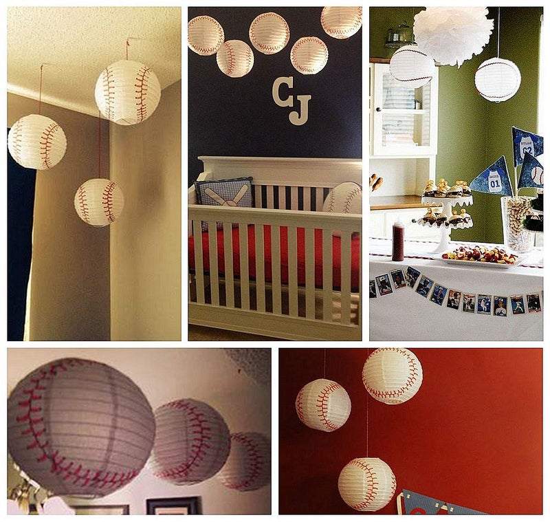 Easy Joy 8'' Baseball Paper Lanterns Sports Team Party Baseball Hanging Lantern Softball Party Decorations 3 Pieces - Image 5